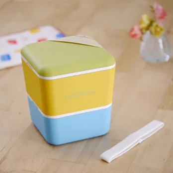 【Prime Nakamura】玩色馬卡龍方形雙層便當盒600ml(檸檬夏天)