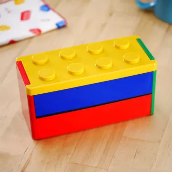 【Prime Nakamura】撞色積木雙層扣式便當盒附筷660ml(YE)