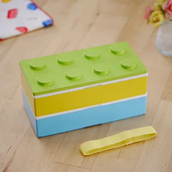 【Prime Nakamura】馬卡龍積木雙層便當盒附筷480ml(檸檬夏天)