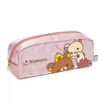 San-X 拉拉熊可愛生活系列防水筆袋包。閃亮粉