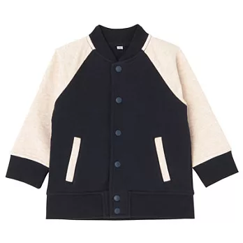 [MUJI 無印良品]幼兒棉混柔軟裏毛棒球外套80深藍紋樣