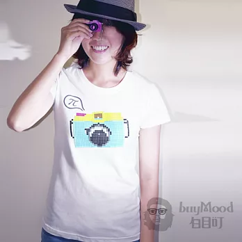 [buyMood]白目叮 [相機就要π拍Ｔ恤] 相機像素T恤－女版S白