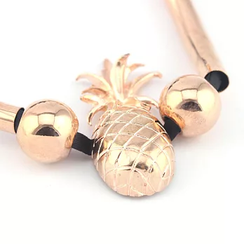 英國 NATKIEL - 經典玫瑰金鳳梨造型黑色緞帶項鍊