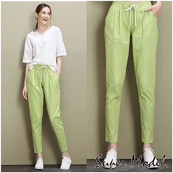 【名模衣櫃】頂級天然棉麻顯瘦長褲-共6色(M-XXL 可選)L綠色