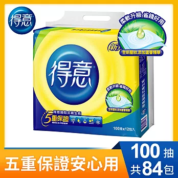 【箱購】得意連續抽取式花紋衛生紙100抽*12包*7袋