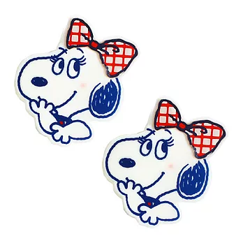 《Sanrio》SNOOPY貝兒格子蝴蝶結系列塑膠造型夾(一組2個入)