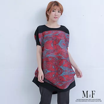 【M@F】收襬設計壓摺上衣-FREEFREE紅