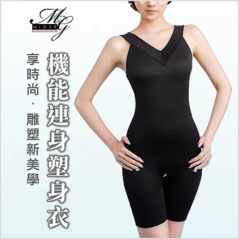 [MIGER密格內衣]時尚雕塑機能連身塑身衣-3856-台灣製-M黑色