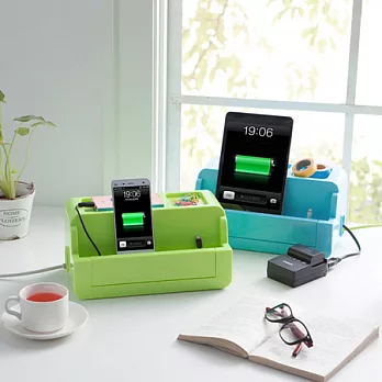 多功能電源線收納盒藍色