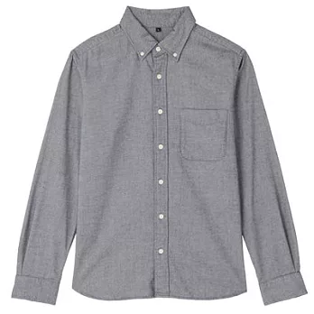 [MUJI無印良品]男有機棉法蘭絨扣領襯衫XS藍色