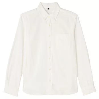 [MUJI無印良品]男有機棉法蘭絨扣領襯衫L白色