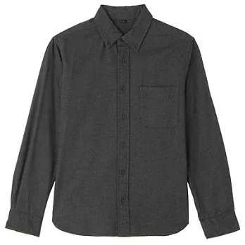 [MUJI無印良品]男有機棉法蘭絨扣領襯衫M黑色