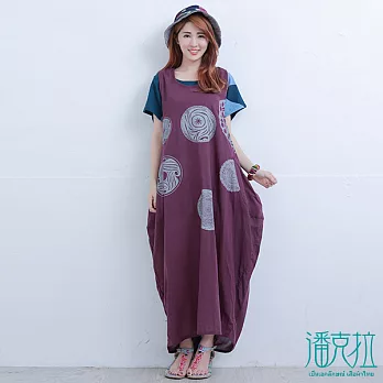 【潘克拉】圈圈圖紋背心長洋(紫)-FREEFREE紫