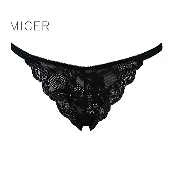 [MIGER密格內衣]彈性細帶蕾絲低腰三角內褲-ca103-台灣製-FREE黑色