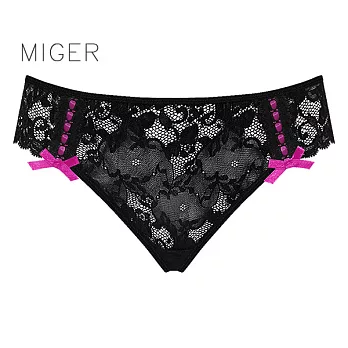 [MIGER密格內衣]蕾絲性感中低腰丁字褲(此款偏大)-8305-台灣製-FREE桃紅色