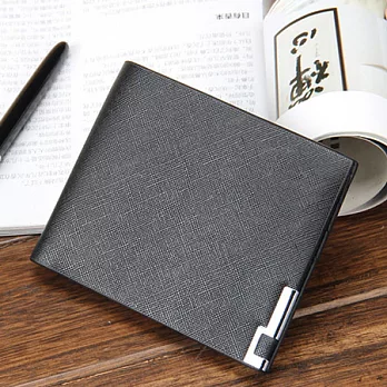 AmaZing 防潑水時尚對折鐵牌男用短夾 (3色可選)黑色