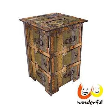 德國Werkhaus 木製彩印經典木凳 (老旅行箱)