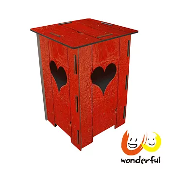德國Werkhaus 木製彩印經典木凳 (紅愛心屋)
