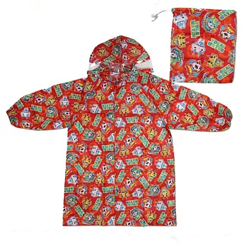 妖怪手錶兒童連身雨衣。紅色