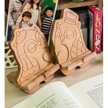 【Sylvia 典藏精品】竹製 一起旅行貓頭鷹 情侶手機座