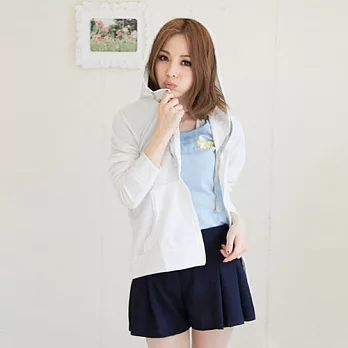 ROSE。糖果色休閒連帽外套 白系