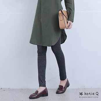 【KatieQ】細直紋內搭褲(2色)-FREEFREE灰