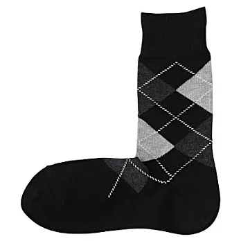 [MUJI無印良品]男棉混菱格紋直角襪黑色25~27cm