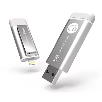 亞果元素【iKlips】16GB iOS系統專用USB 3.0極速多媒體行動碟-銀
