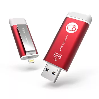 亞果元素【iKlips】128GB iOS系統專用USB 3.0極速多媒體行動碟-紅