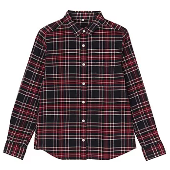 [MUJI無印良品]女有機棉法蘭絨格紋襯衫L紅色