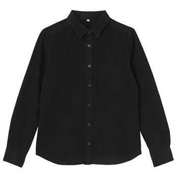 [MUJI無印良品]女有機棉法蘭絨襯衫M黑色