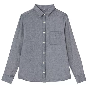 [MUJI無印良品]女有機棉法蘭絨粗織斜紋襯衫L藍色