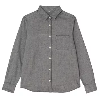 [MUJI無印良品]女有機棉法蘭絨粗織斜紋襯衫L墨灰