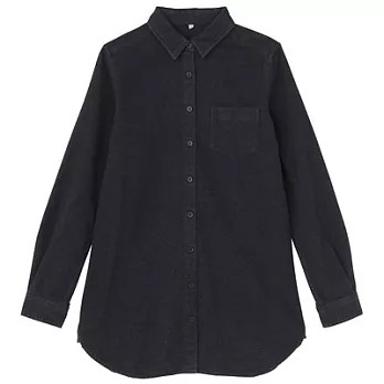 [MUJI無印良品]女有機棉法蘭絨長版衫S深藍