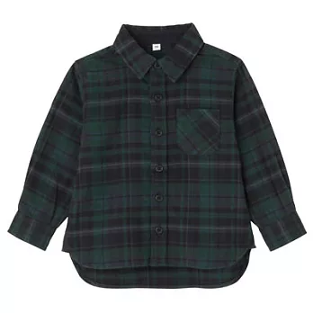 [MUJI 無印良品]幼兒有機棉法蘭絨格紋襯衫80深綠