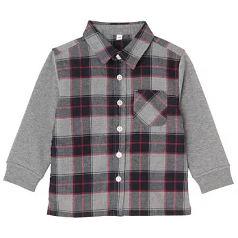 [MUJI 無印良品]幼兒有機棉輕鬆活動舒適拼接法蘭絨襯衫80紅格紋