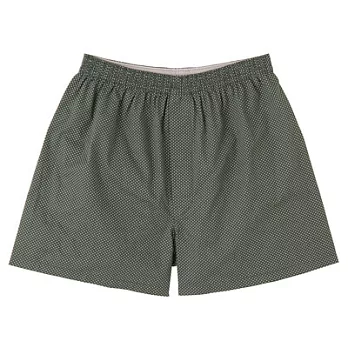 [MUJI 無印良品]男有機棉布帛前開平口褲L深綠紋樣