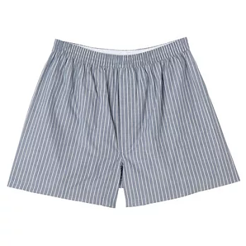 [MUJI 無印良品]男有機棉布帛前開平口褲M淡藍直紋