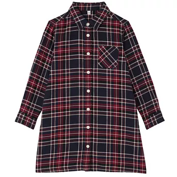 [MUJI 無印良品]兒童有機棉法蘭絨格紋洋裝110紅色
