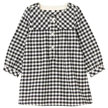 [MUJI 無印良品]幼兒有機棉法蘭絨格紋長版衫80黑色