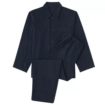 [MUJI 無印良品]男有機棉起毛二重紗織家居睡衣M暗藍