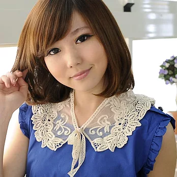 [Bling Q]蕾絲方花氣質緞帶假領(白)