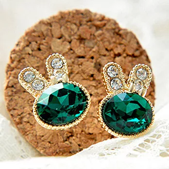 [Bling Q]催璨綠寶石兔耳造型耳環