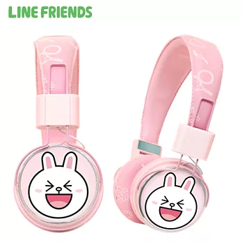 LINE FRIENDS 經典造型立體聲耳機-粉嫩兔兔 (LN-EM02)