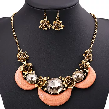 [Bling Q]金光閃閃半月玫瑰項鍊(橘)