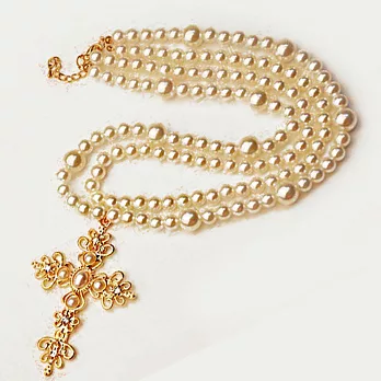 [Bling Q] 十字潤白珍珠造型項鍊