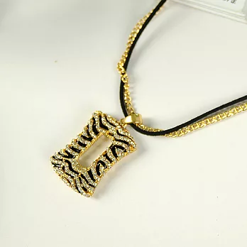 [Bling Q] 波西米亞斑馬紋方型水鑽長鍊