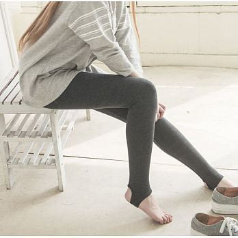 【Mujaki】韓版超彈力純棉踩腳加絨加厚內搭褲 (深灰)