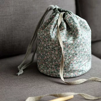 Dailylike 小籠包棉質束口袋-03蘋果花