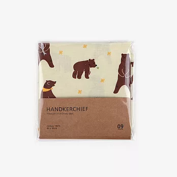 Dailylike 北歐風綿質手帕領巾-09 棕熊之森
